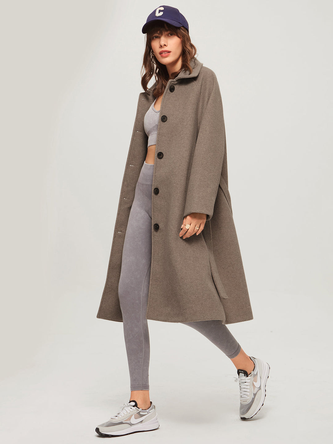 Oversized Brushed Belted Long Overcoat  Liora Lane Boutique Wool Coats Khaki / XL 94.00