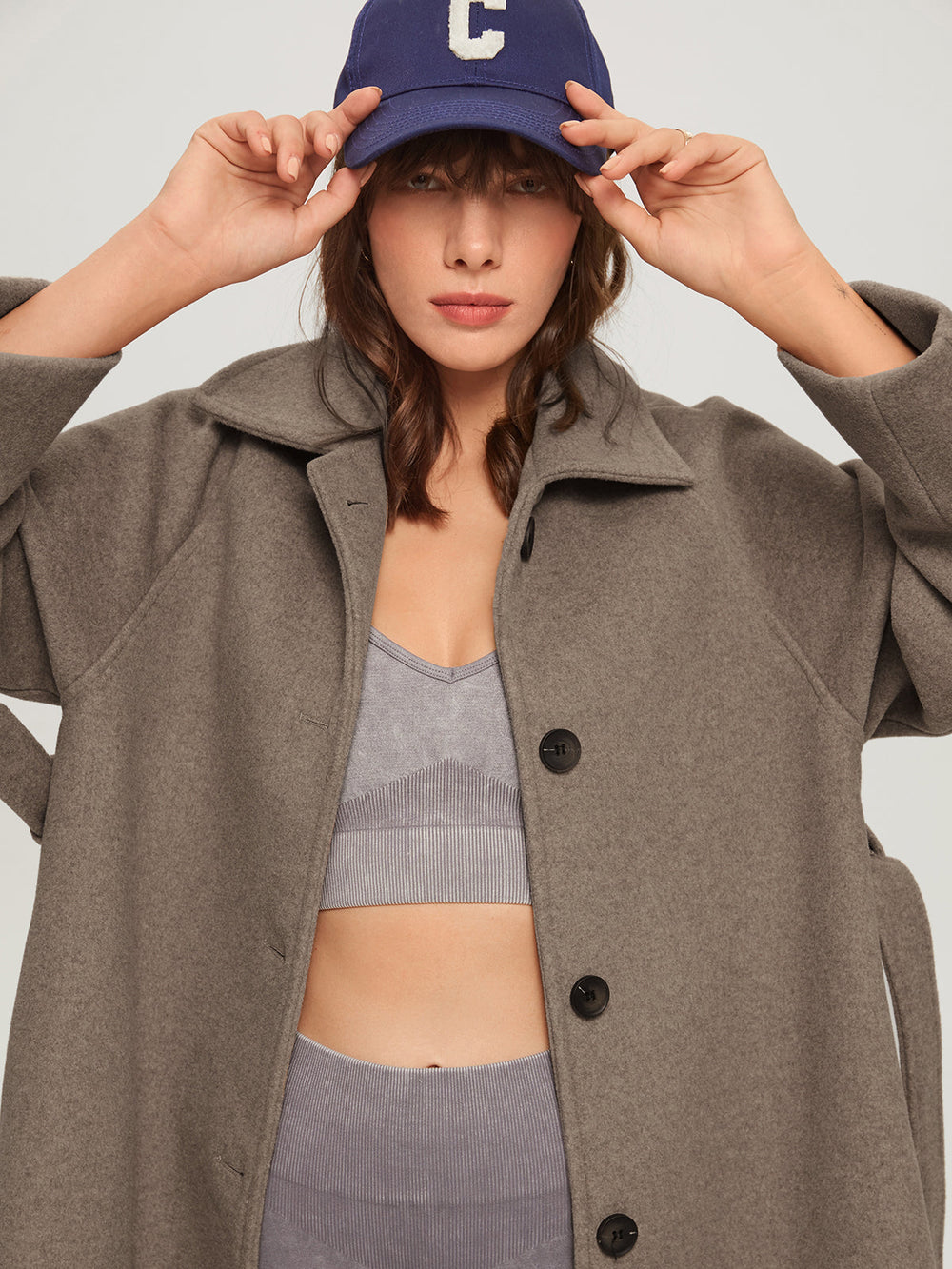 Oversized Brushed Belted Long Overcoat  Liora Lane Boutique Wool Coats
