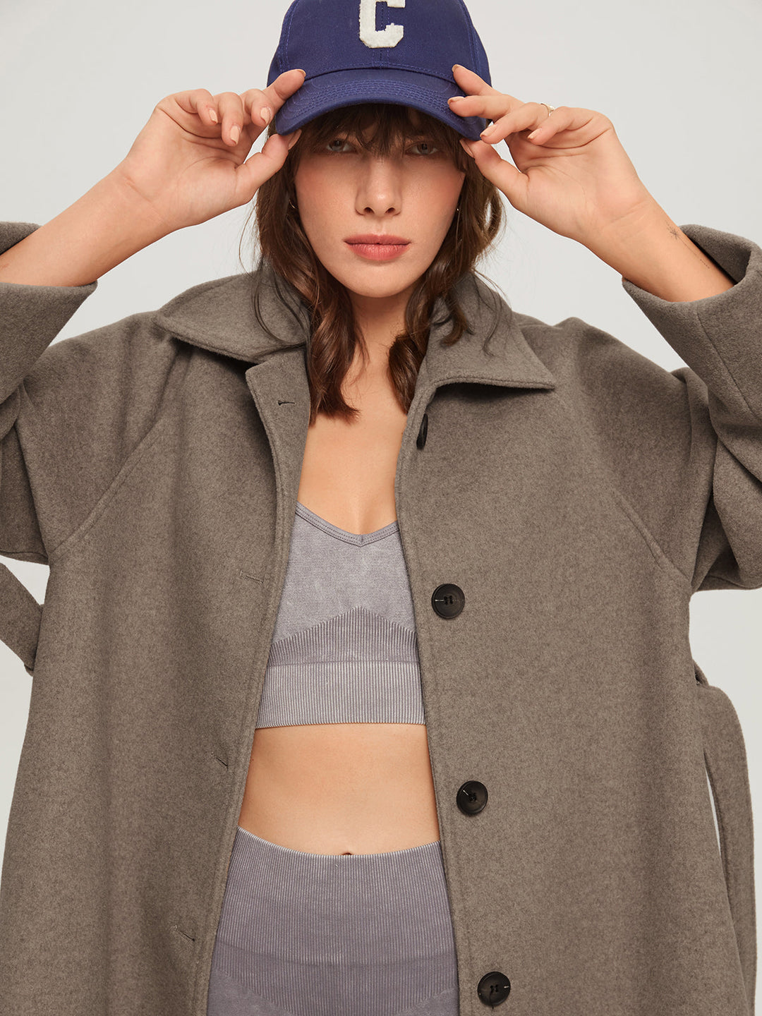 Oversized Brushed Belted Long Overcoat  Liora Lane Boutique Wool Coats