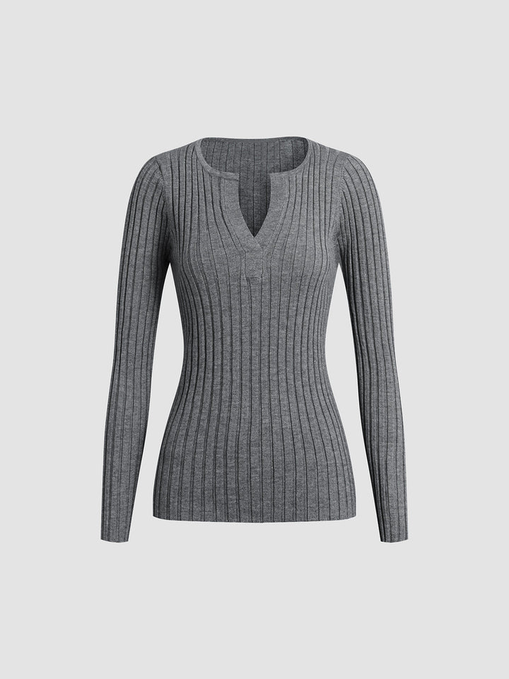 Solid Textured V-neck Knit Top  Liora Lane Boutique Knit Tops