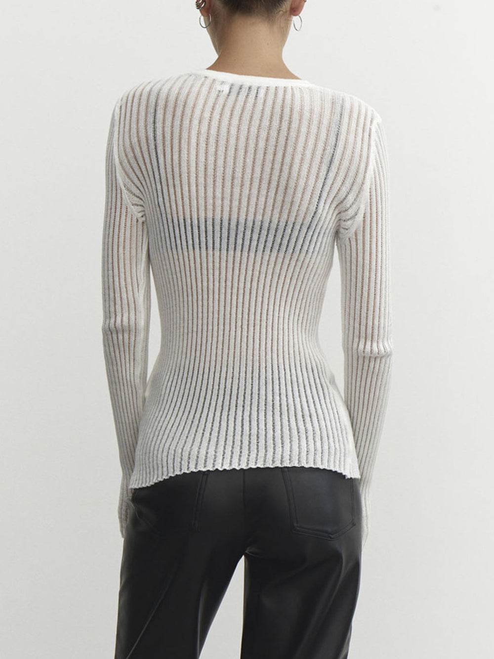 See Through Ribbed Mesh Top  Liora Lane Boutique Knit Tops
