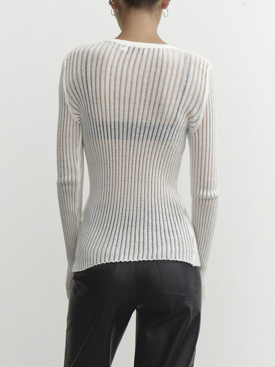 See Through Ribbed Mesh Top  Liora Lane Boutique Knit Tops
