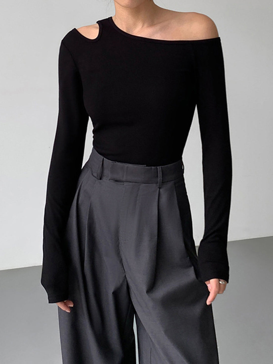 Slinky Cutout Knit Top  Liora Lane Boutique Knit Tops Black / XL 88.99