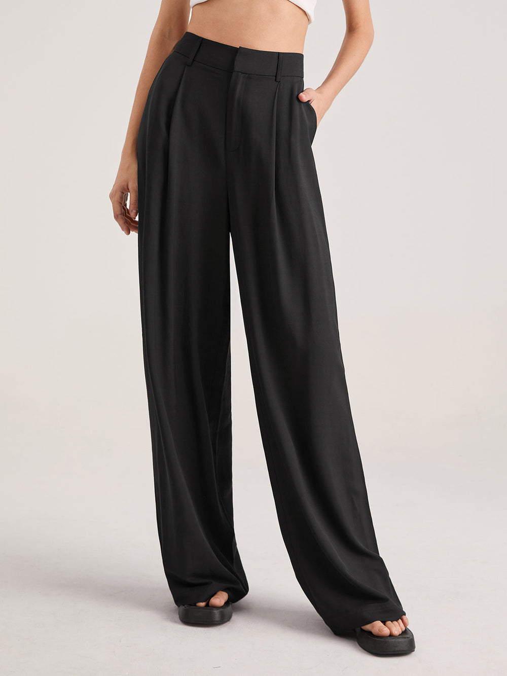 Oversized High Waisted Pleat Front Trousers  Liora Lane Boutique Pants