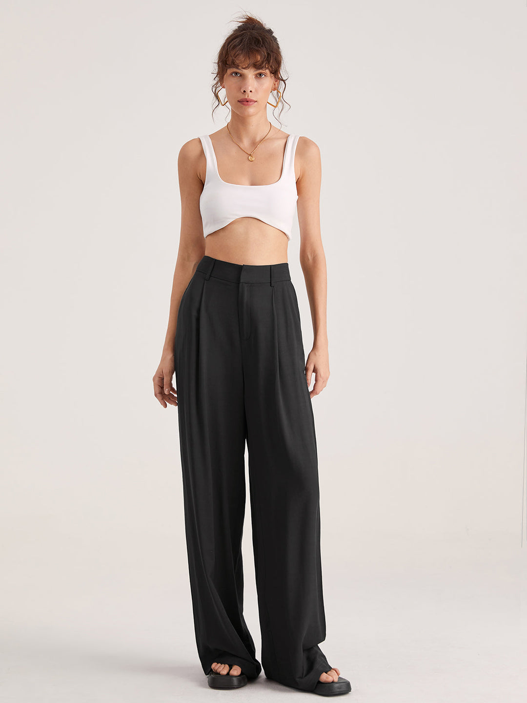 Oversized High Waisted Pleat Front Trousers  Liora Lane Boutique Pants