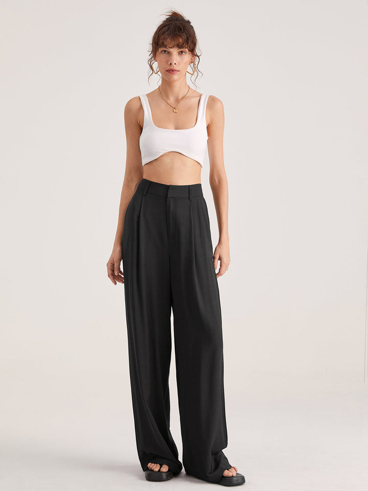 Oversized High Waisted Pleat Front Trousers  Liora Lane Boutique Pants