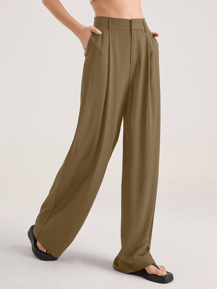 Oversized High Waisted Pleat Front Trousers  Liora Lane Boutique Pants