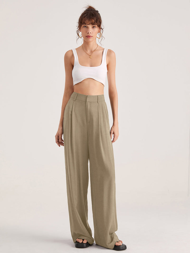 Oversized High Waisted Pleat Front Trousers  Liora Lane Boutique Pants