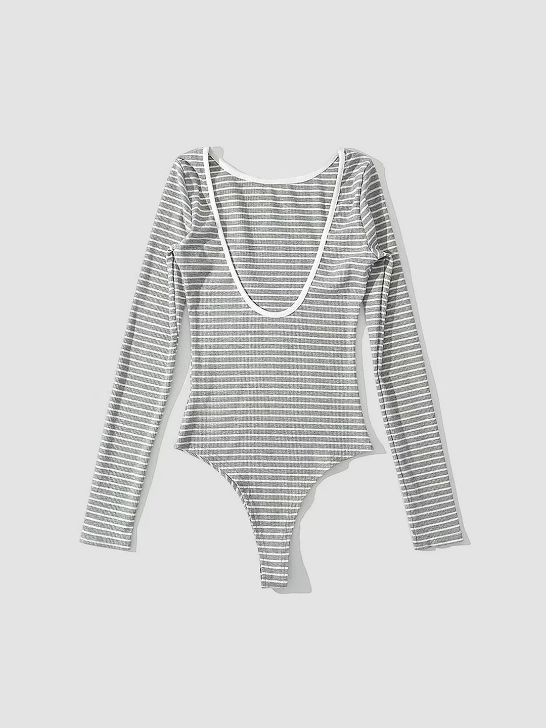 Open Back Stripe Long Sleeve Bodysuit  Liora Lane Boutique Bodysuits