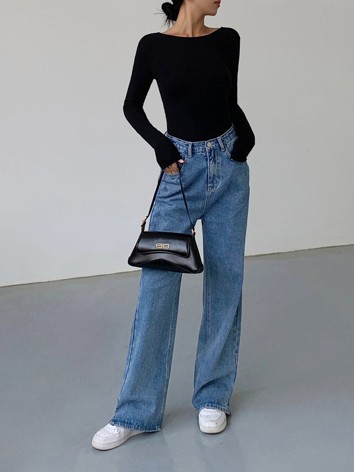 V-Shape Open Back Long Sleeve Shirt  Liora Lane Boutique T-Shirts