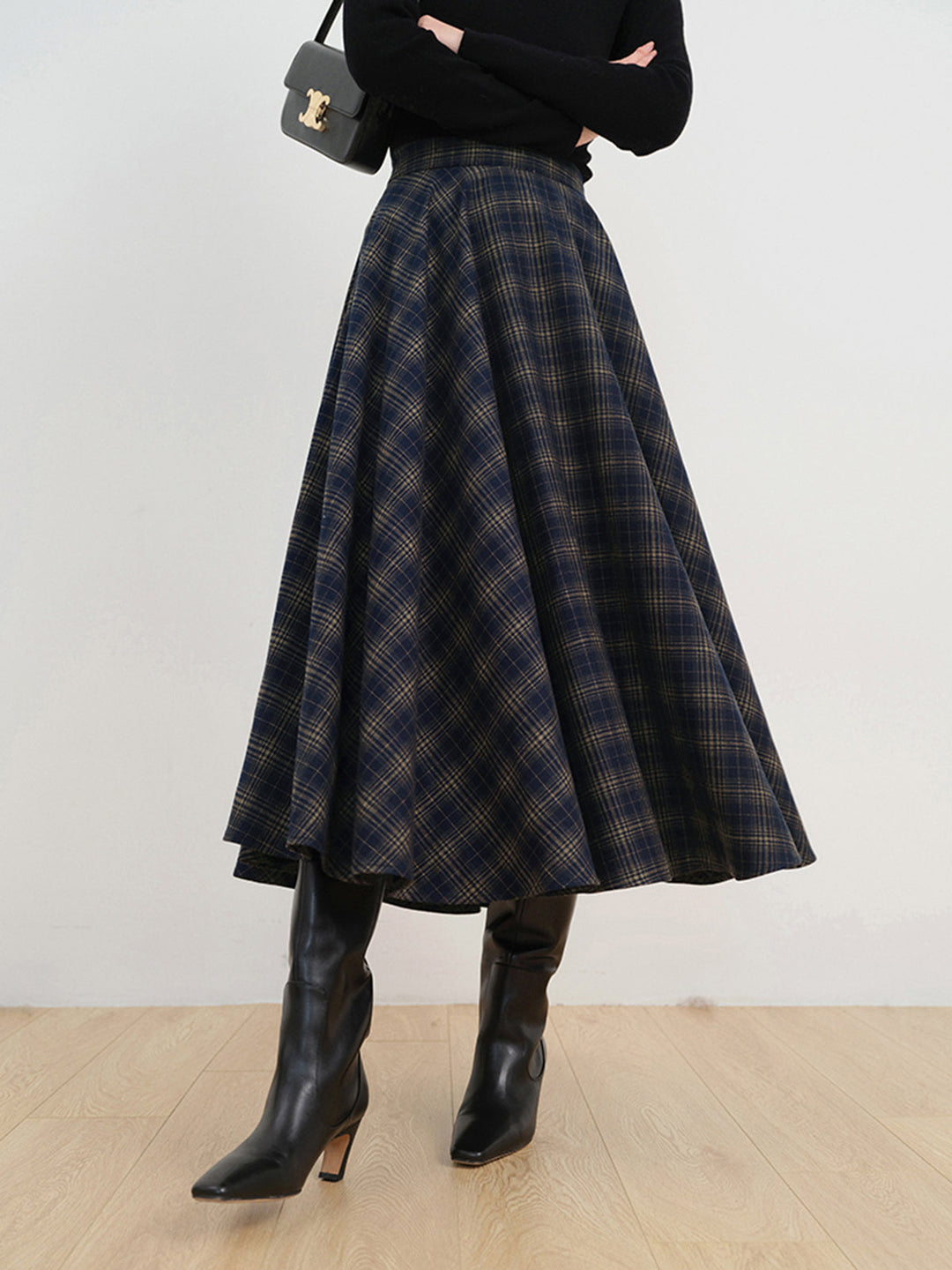 Keep In Check Long Skirt  Liora Lane Boutique Skirts Blue / XL 55.00