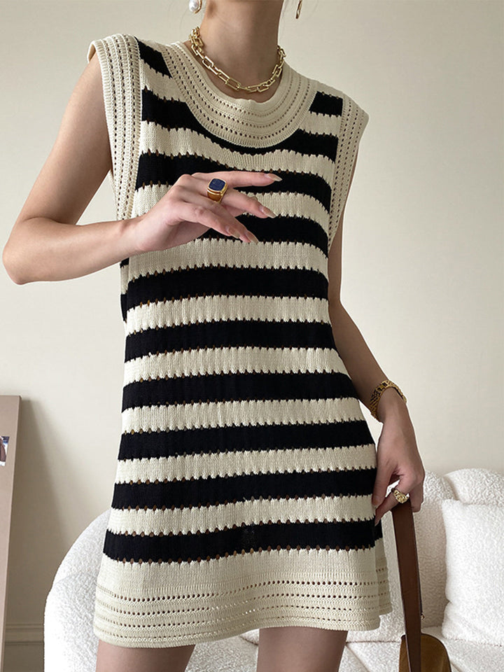 Eyelet Stripe Knit Short Dress  Liora Lane Boutique Sweater Dresses