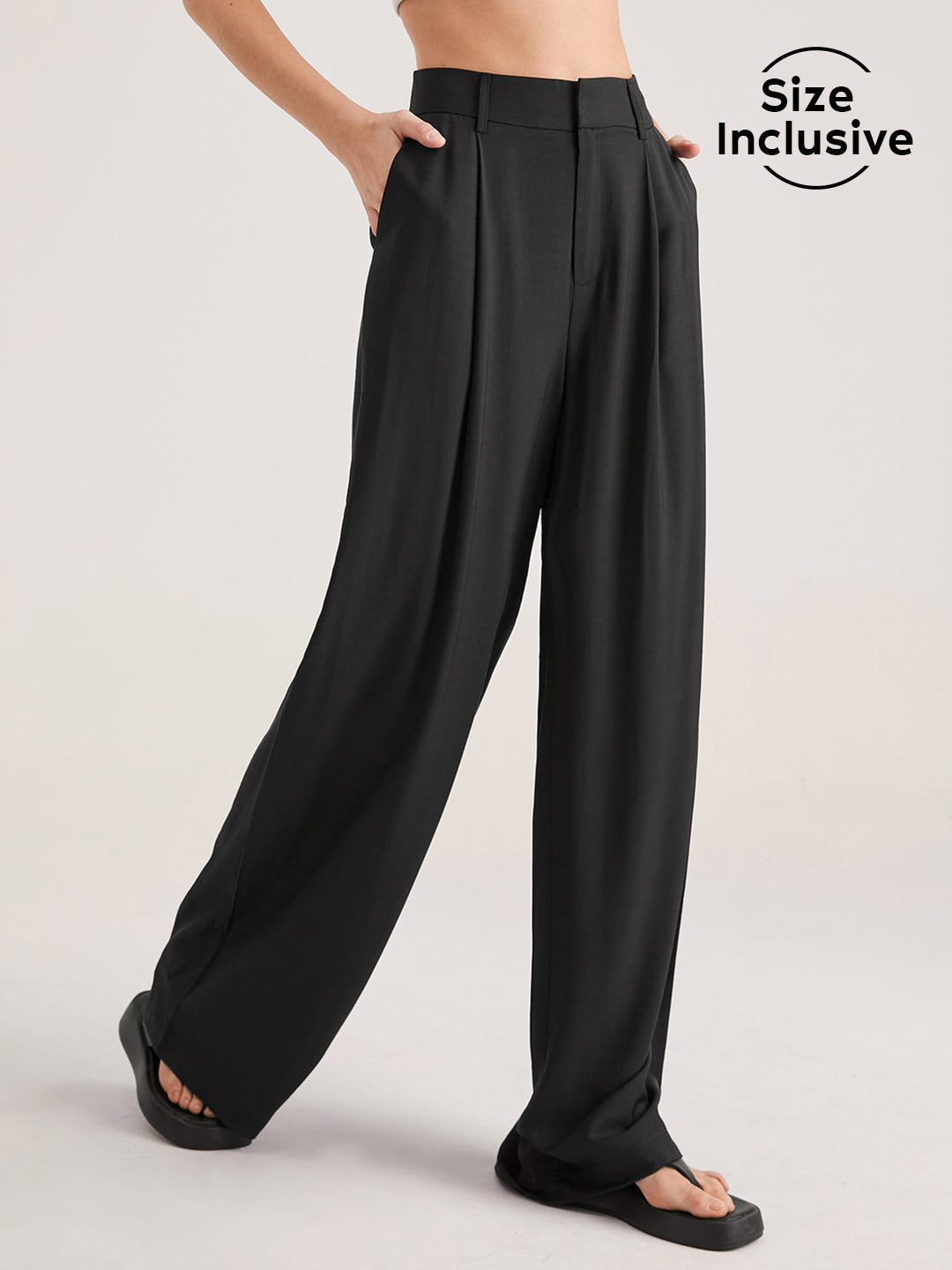 Oversized High Waisted Pleat Front Trousers  Liora Lane Boutique Pants Black / XL 46.00