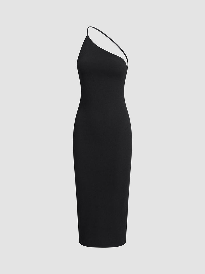 Asymmetrical Strap Open Back Midi Dress  Liora Lane Boutique Knit Dresses