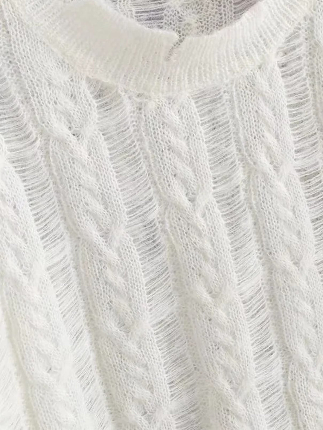 Semi-Sheer Snowflake Crochet Knit Shirt  Liora Lane Boutique Knit Tops