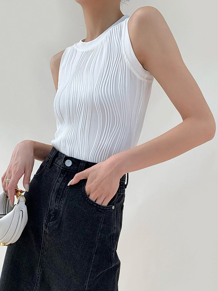 Solid Wavy Textured Tank Top  Liora Lane Boutique Tank Tops & Camis