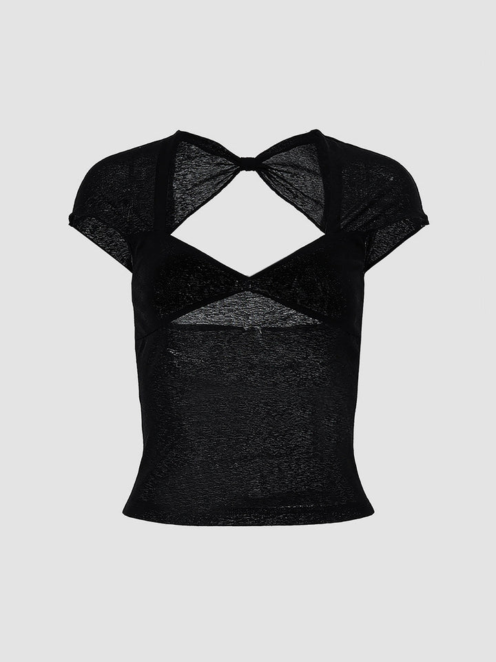 Semi-sheer Mesh Open Back T-shirt  Liora Lane Boutique T-Shirts