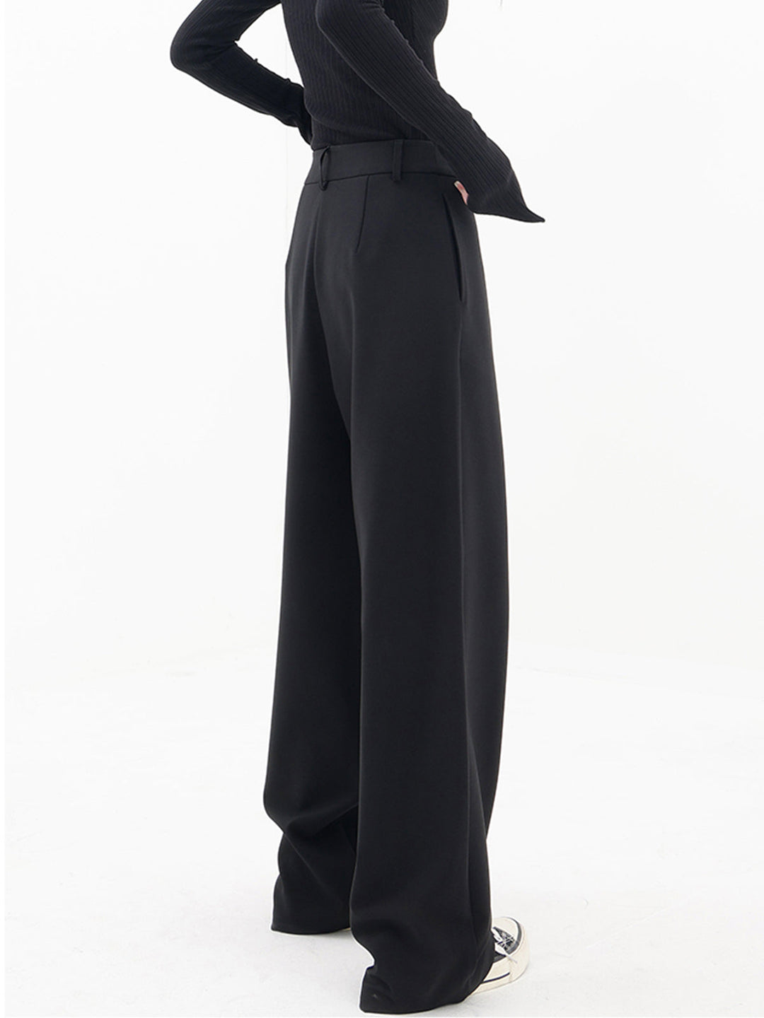Asymmetrical Layer Button Wide Leg Dress Pants  Liora Lane Boutique Pants