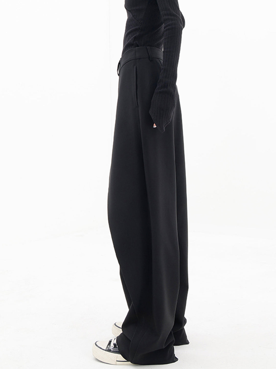 Asymmetrical Layer Button Wide Leg Dress Pants  Liora Lane Boutique Pants