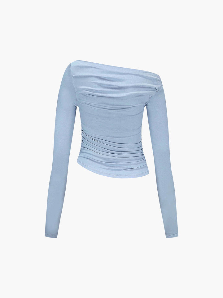 Asymmetrical Off Shoulder Long Sleeve Shirt  Liora Lane Boutique T-Shirts