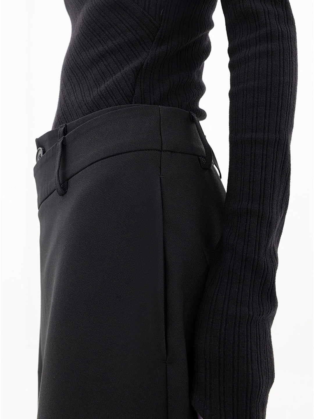 Asymmetrical Layer Button Wide Leg Dress Pants  Liora Lane Boutique Pants