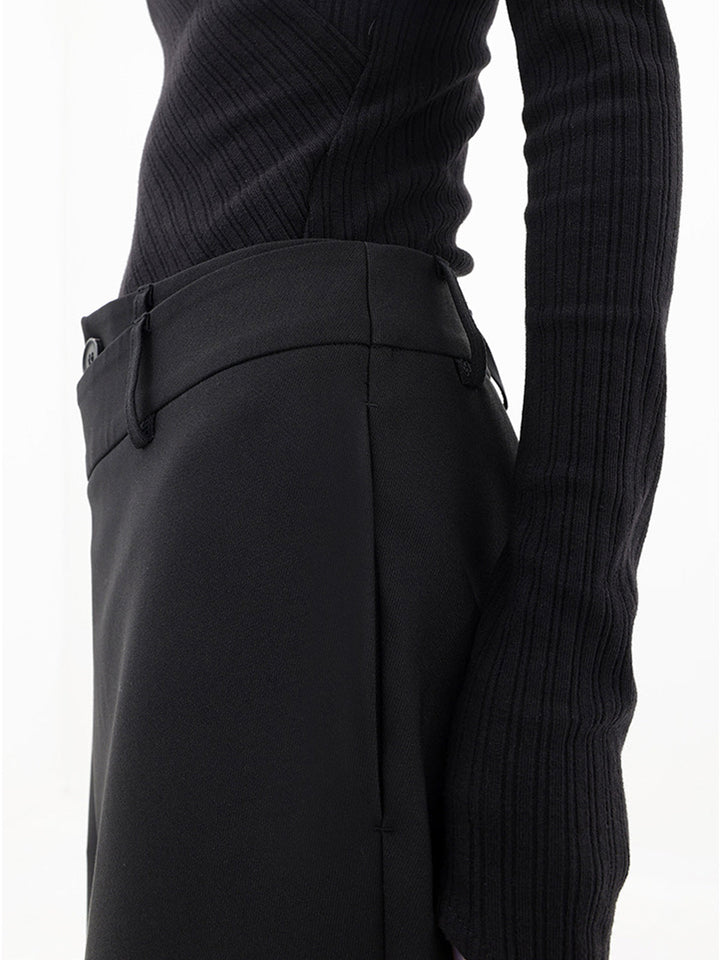 Asymmetrical Layer Button Wide Leg Dress Pants  Liora Lane Boutique Pants
