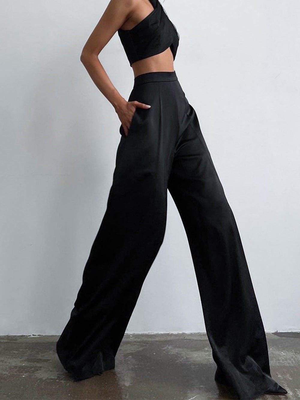 Oversized Satin Wide Leg Dress Pants  Liora Lane Boutique Pants