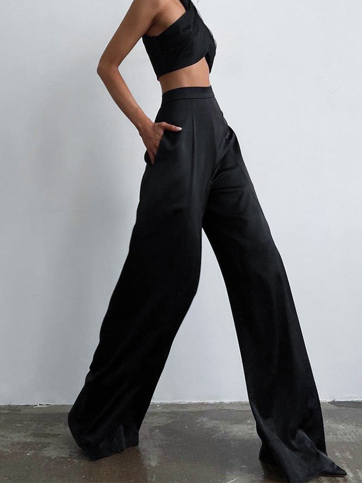 Oversized Satin Wide Leg Dress Pants  Liora Lane Boutique Pants