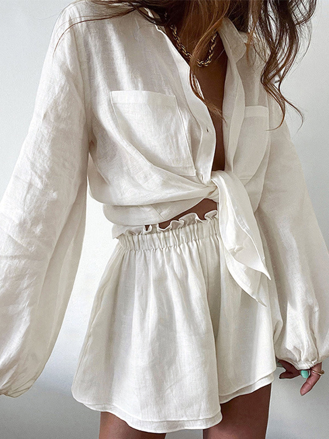 Aegean Two Piece Double Lined Shorts Set  Liora Lane Boutique Short Sets