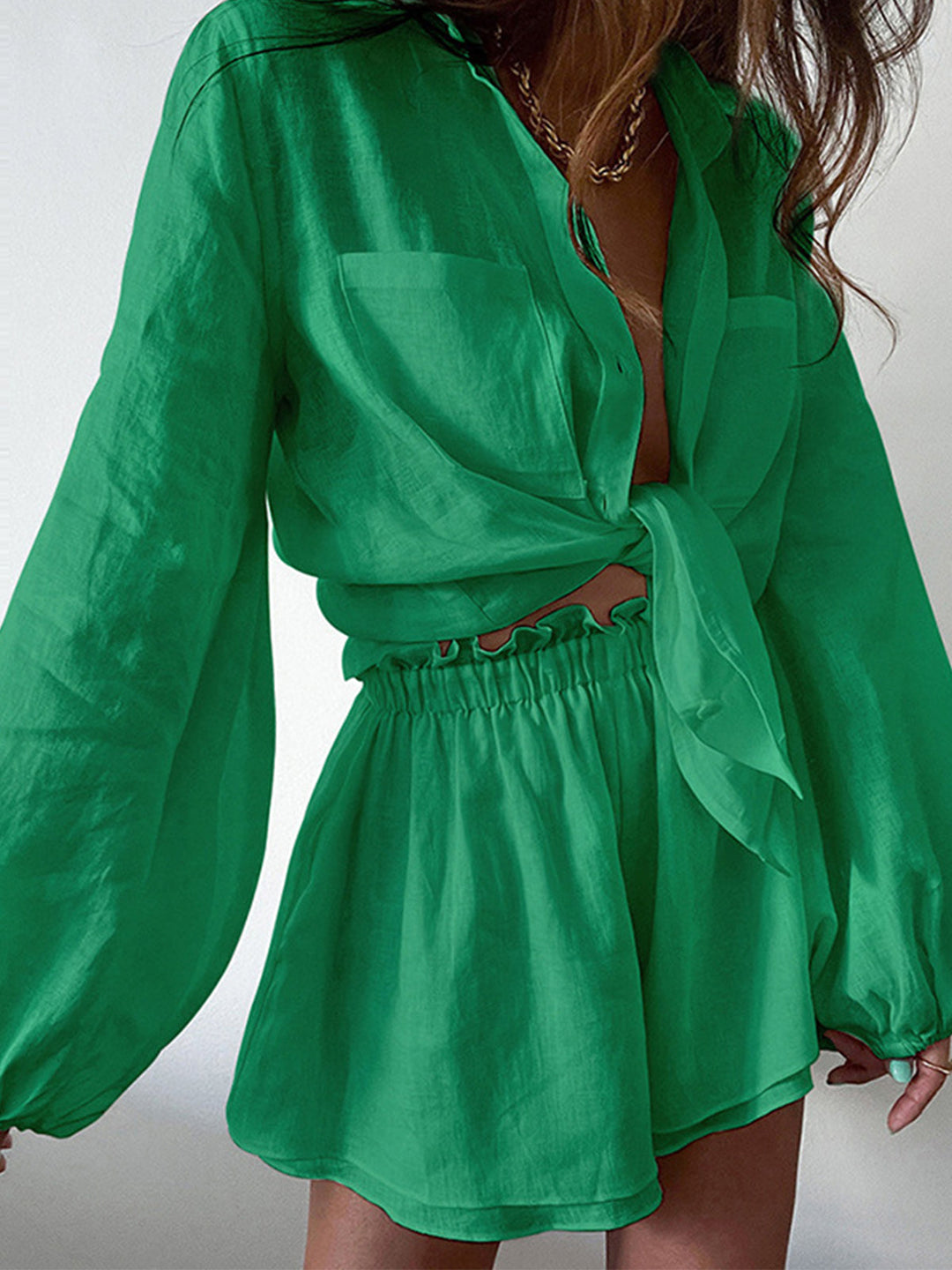 Aegean Two Piece Double Lined Shorts Set  Liora Lane Boutique Short Sets Green / XL 58.00