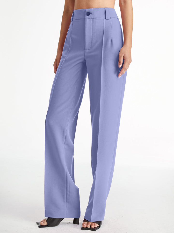 High Waisted Pleat Front Solid Colored Straight Leg Trousers  Liora Lane Boutique Pants