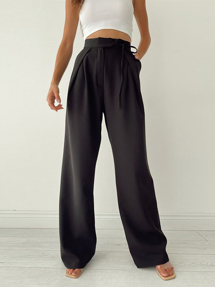 Palazzo Tied Wide Leg Dress Pants  Liora Lane Boutique Pants Black / XL 48.00