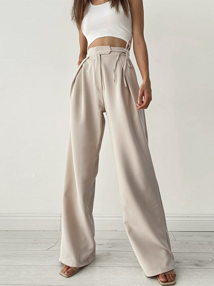 Palazzo Tied Wide Leg Dress Pants  Liora Lane Boutique Pants Apricot / XL 48.00