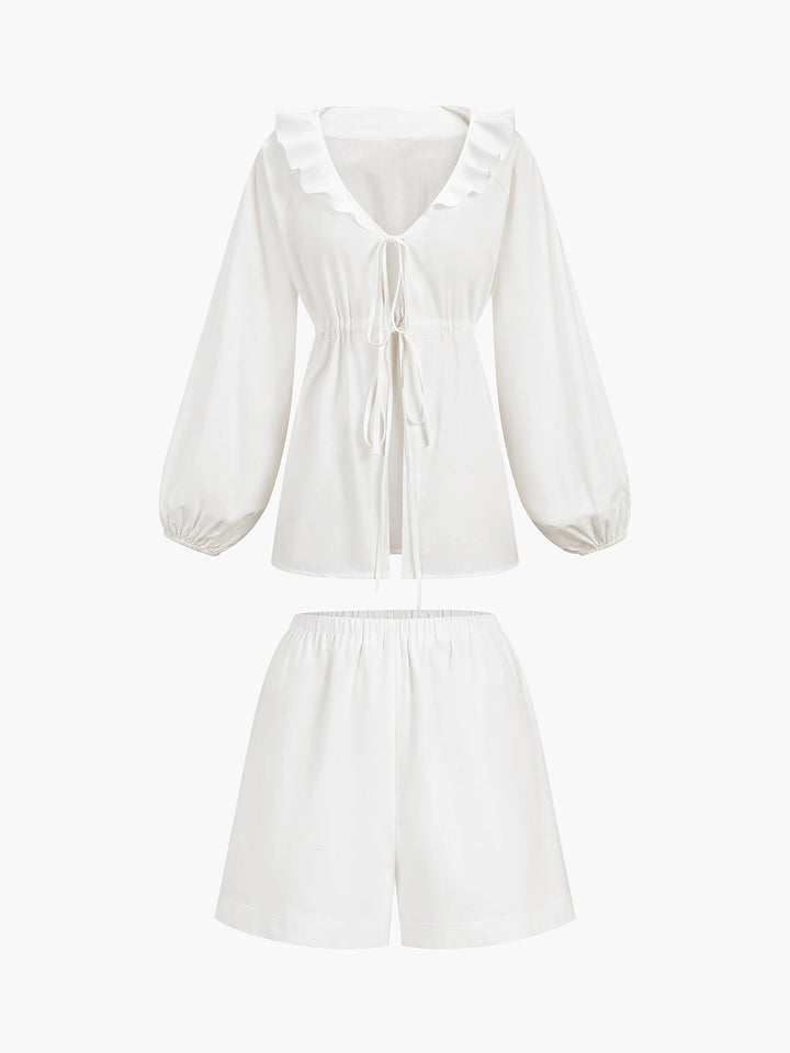 Cotton & Linen Cowgirl Melody Two Piece Shorts Set  Liora Lane Boutique Short Sets