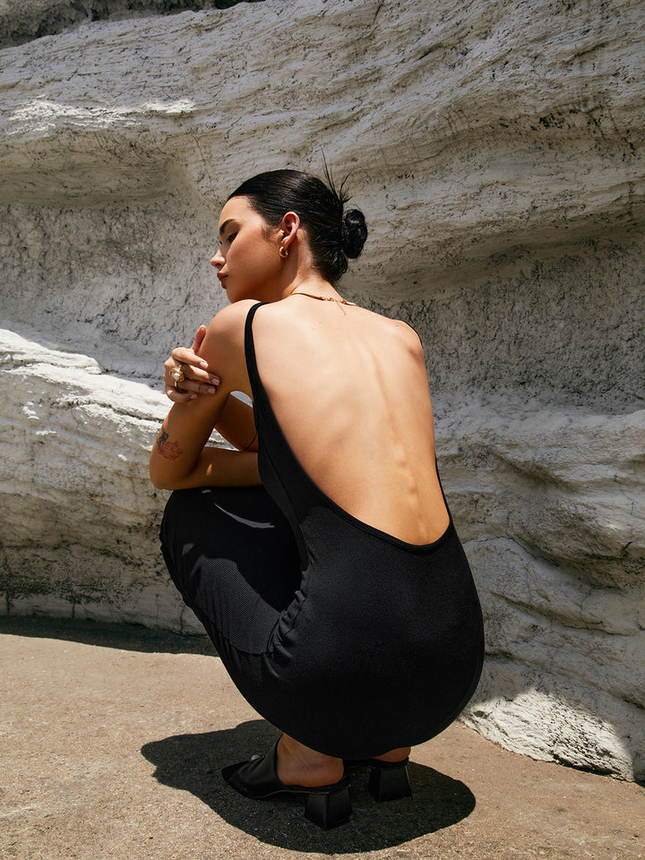 Classic Open Back Midi Dress  Liora Lane Boutique Dresses