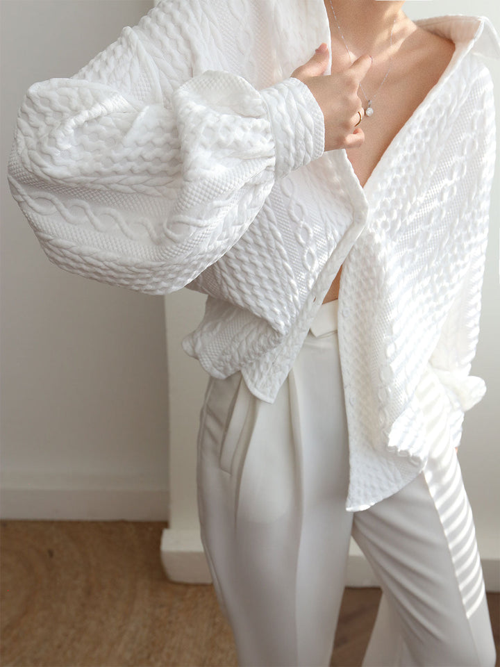 Cable Knit Oversized Shirt  Liora Lane Boutique Shirts