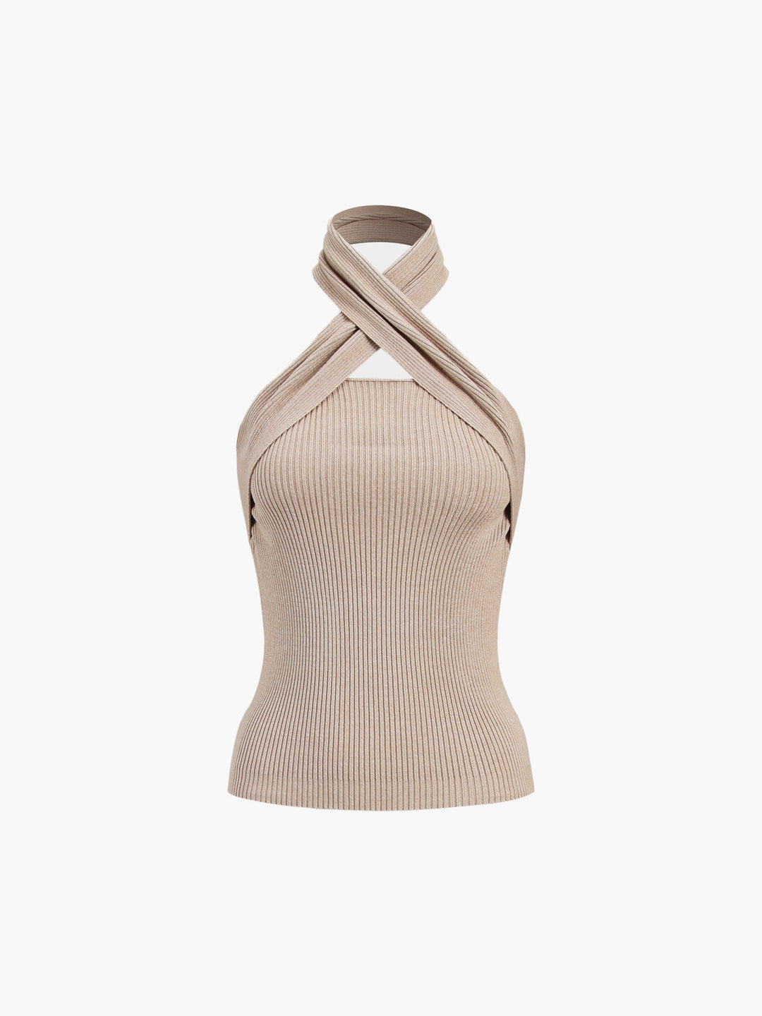 Chestnut Halter Rib Knit Top  Liora Lane Boutique Knit Tops