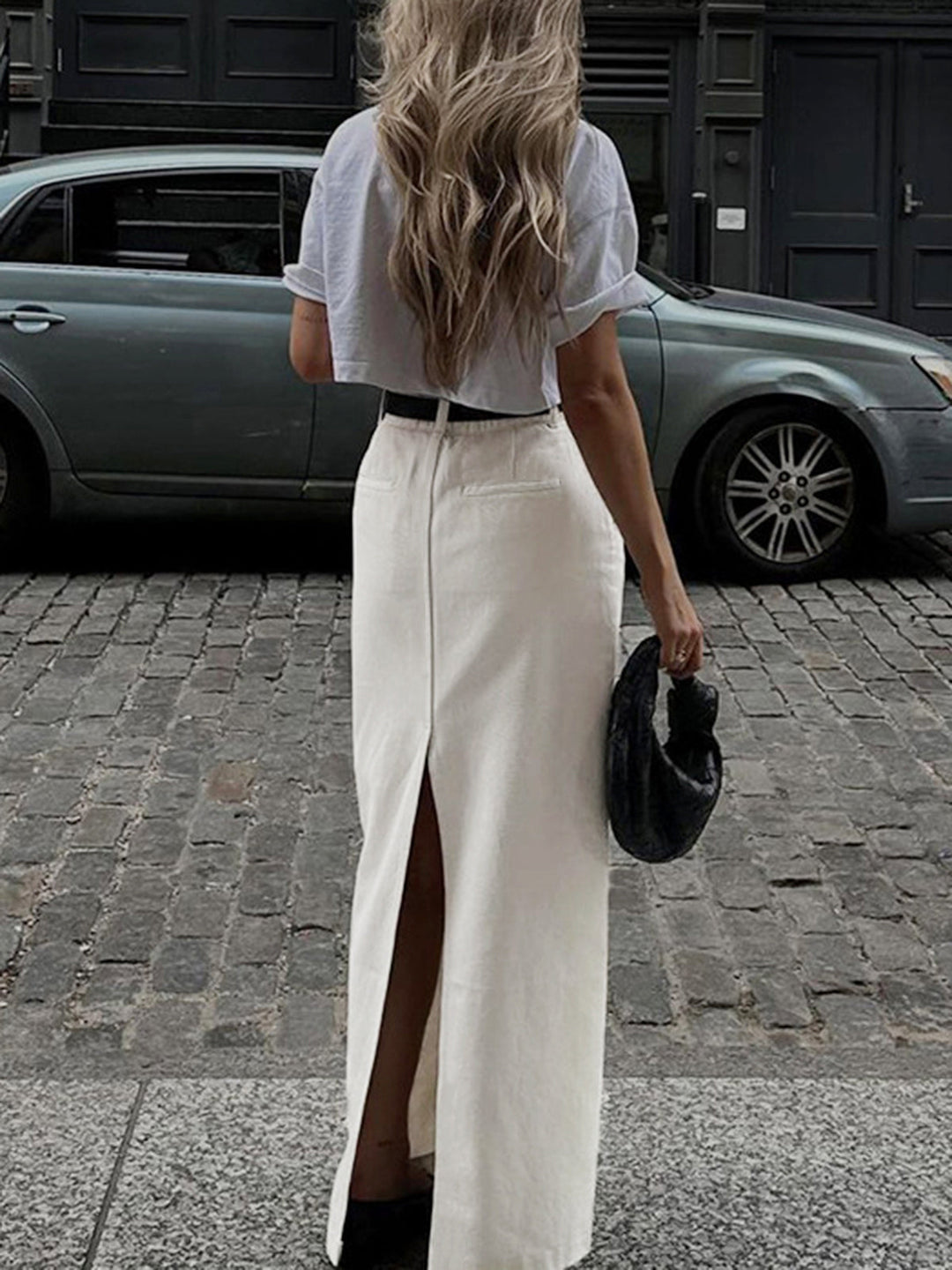 Parisian Slit Maxi Skirt  Liora Lane Boutique Skirts White / XL 42.00