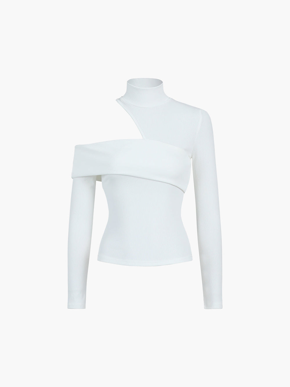 Mock Neck Oblique Cutout Rib Long Sleeve Knit Top  Liora Lane Boutique T-Shirts