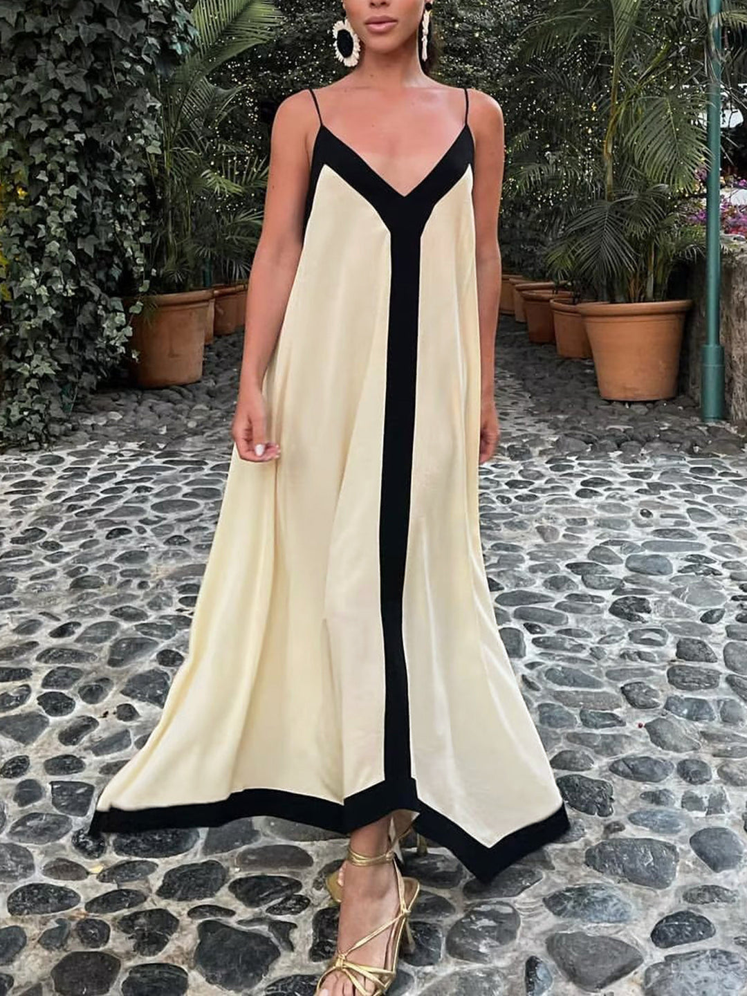 Sicily Old Money Aesthetics Slip Long Dress  Liora Lane Boutique Dresses Off-White / XL 94.99