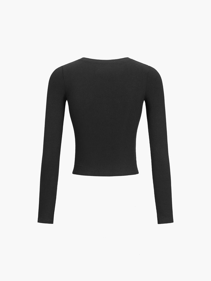 Button Down Long Sleeve Crop Shirt  Liora Lane Boutique T-Shirts