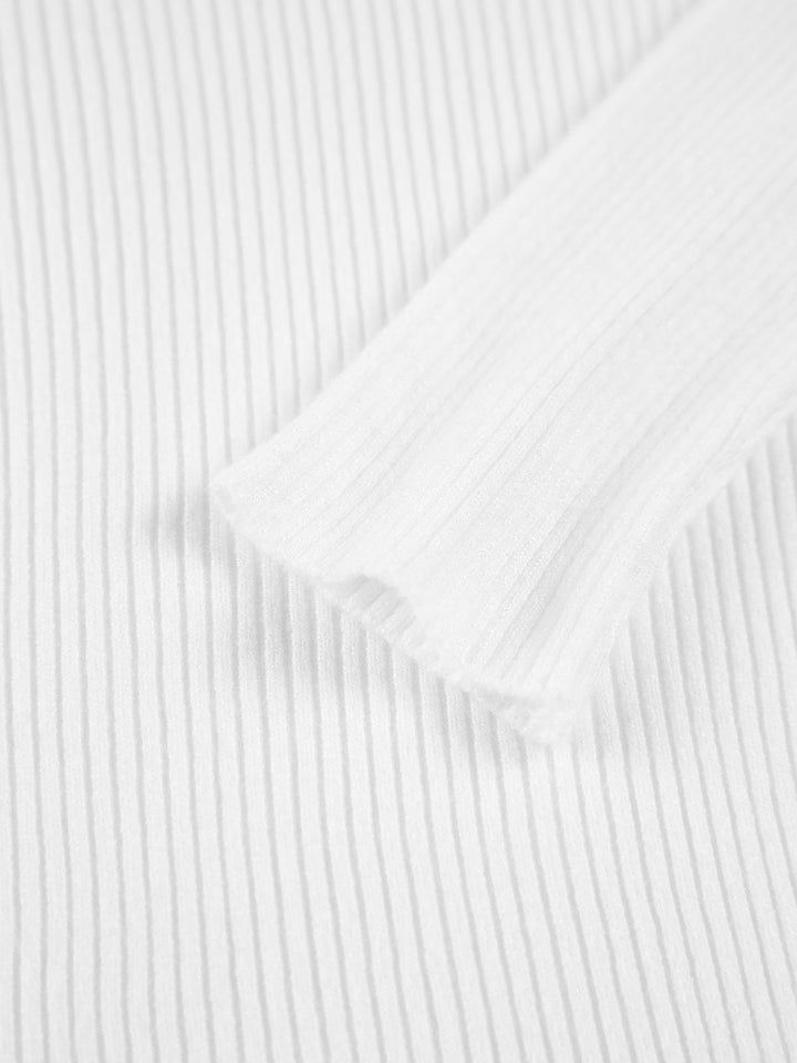 Mock Neck Rib Long Sleeve Knit Top  Liora Lane Boutique Knit Tops