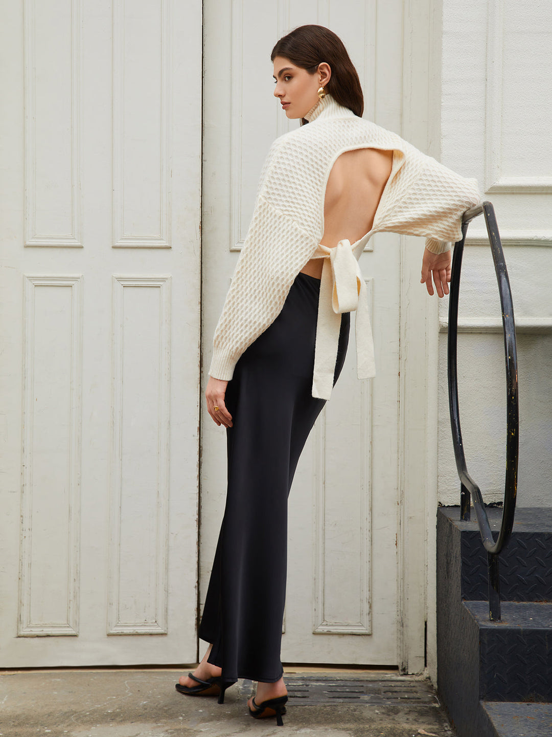 Tie Back Mock Neck Sweater  Liora Lane Boutique Sweaters