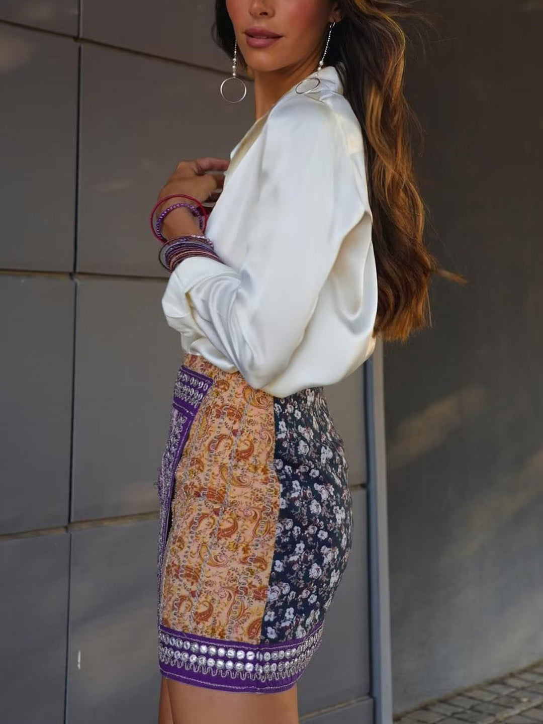 Asymmetric Floral Printed Mini Skirt  Liora Lane Boutique Skirts