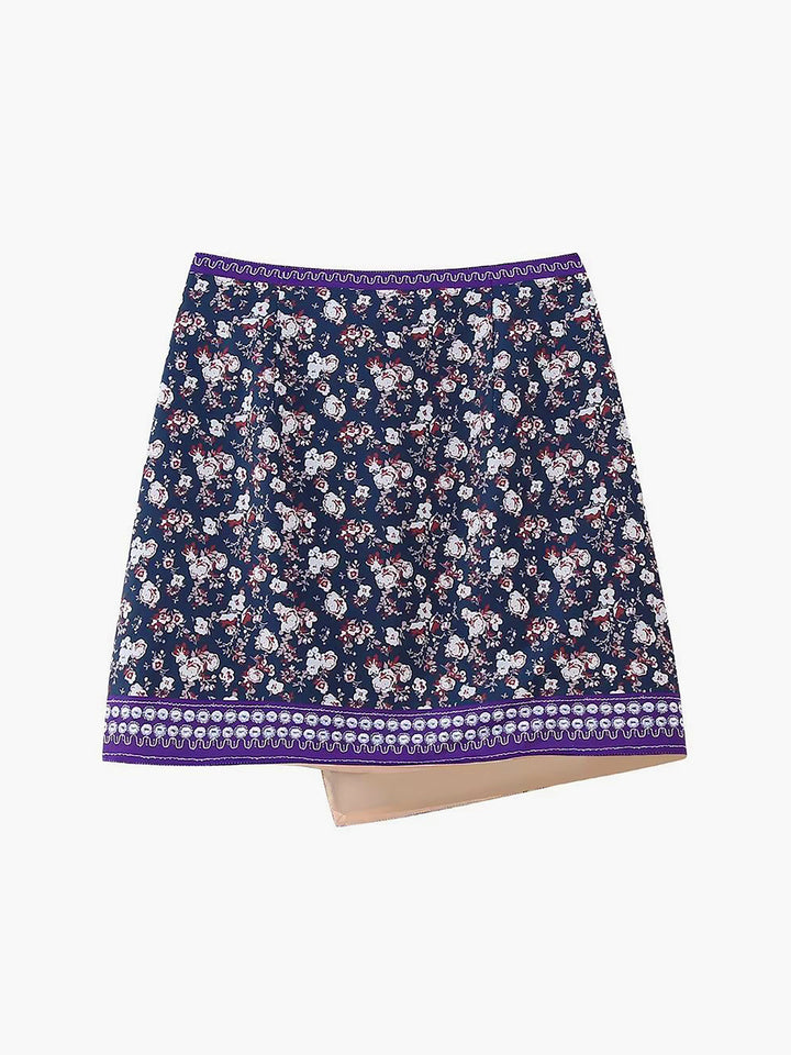 Asymmetric Floral Printed Mini Skirt  Liora Lane Boutique Skirts