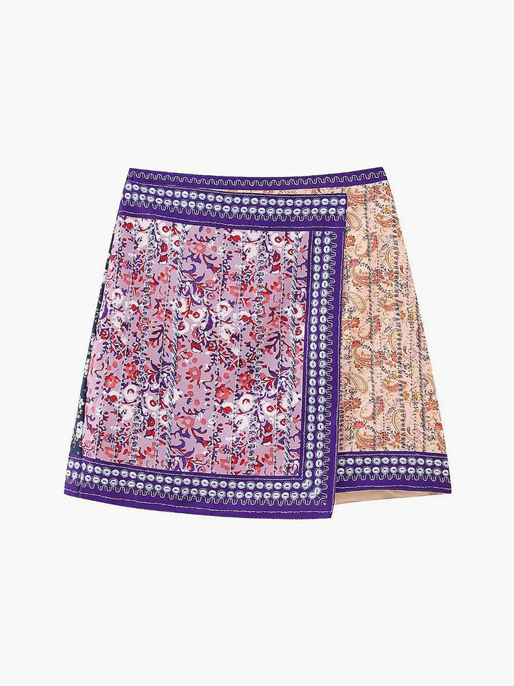 Asymmetric Floral Printed Mini Skirt  Liora Lane Boutique Skirts