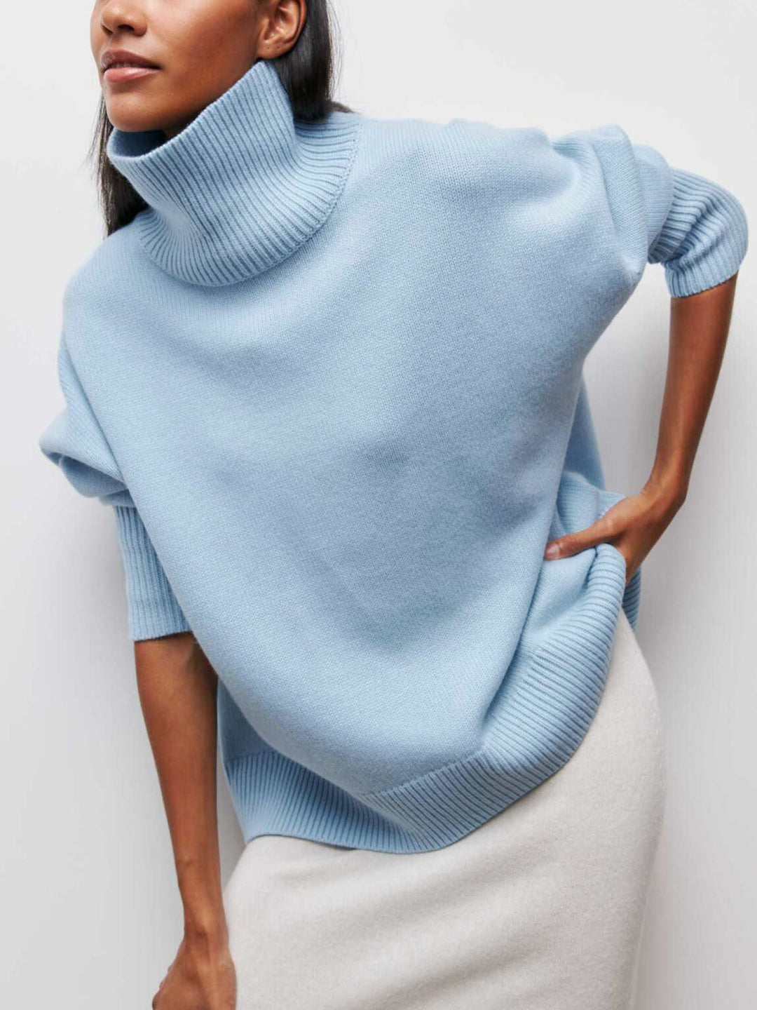 Cloudless Sky Turtleneck Oversized Sweater  Liora Lane Boutique Sweaters Blue / XL 48.00