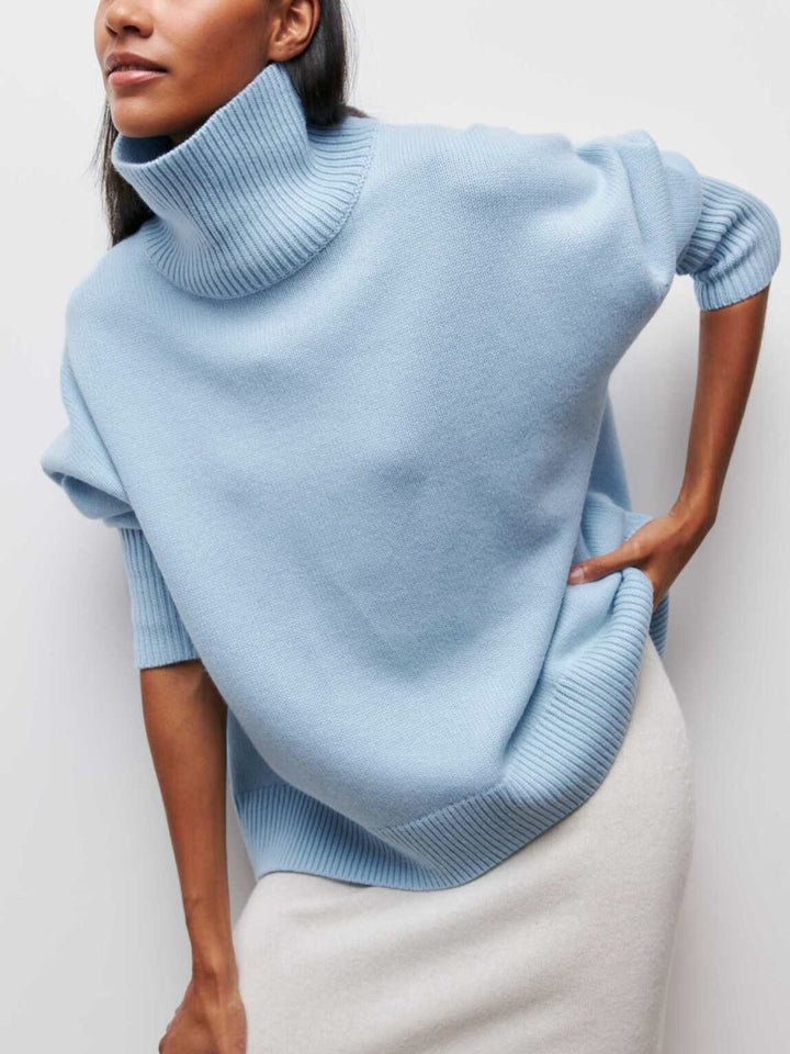 Cloudless Sky Turtleneck Oversized Sweater  Liora Lane Boutique Sweaters Blue / XL 48.00