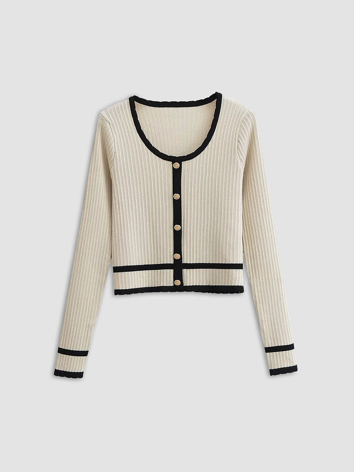Retro Contrast Cardigan  Liora Lane Boutique Sweaters Off-White / XL 32.00
