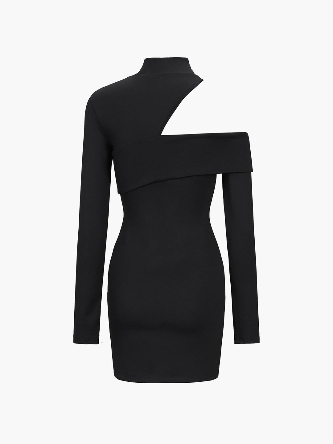 Mock Neck Oblique Cutout Rib Long Sleeve Short Dress  Liora Lane Boutique Dresses